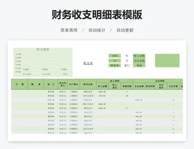 财务收支明细表模版