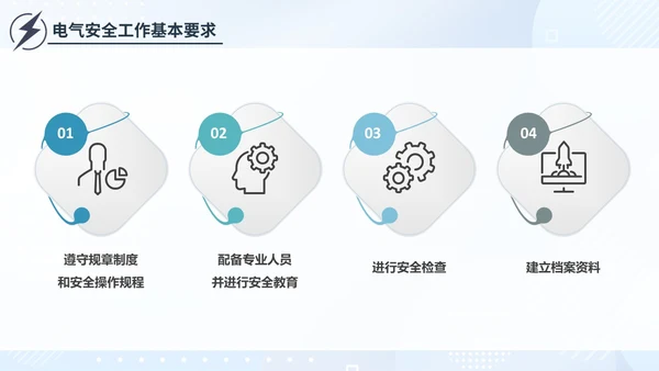 简约插画蓝色电气培训高压电工安全管理用电安全电力培训PPT模板