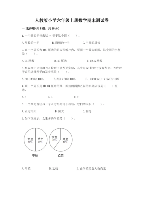 人教版小学六年级上册数学期末测试卷精品（名师推荐）.docx