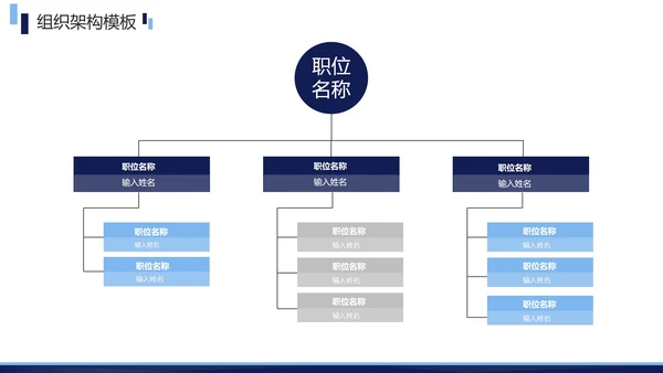 蓝色简约商务企业组织架构图合集PPT模板