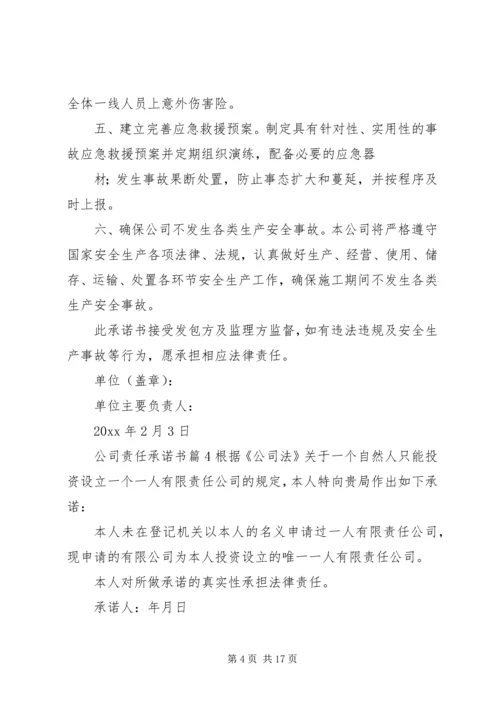 公司责任承诺书集合10篇.docx