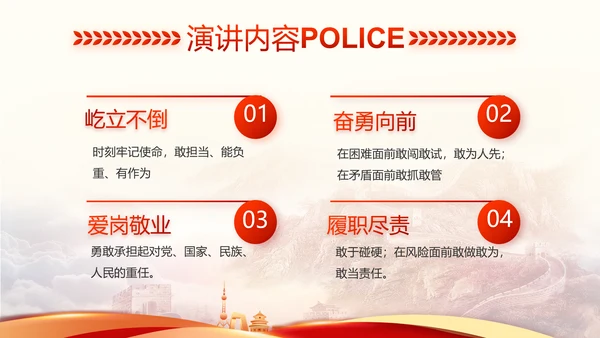 红色大气公安警察工作汇报动态PPT