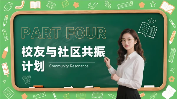 橙色创意风开学季新学年规划校园钟声再响起PPT模板