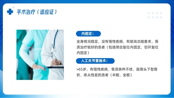蓝色简约股骨颈骨折课件PPT模板宣传PPT动态PPT
