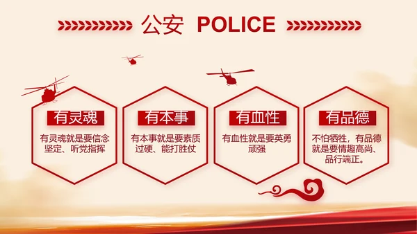 红色大气公安警察工作汇报PPT动态模板