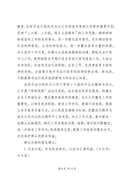 司法行政系统行风评议整改报告.docx