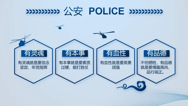 蓝色大气公安部治安管理局动态PPT模板