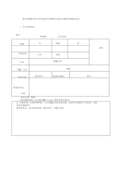 职业生涯规划与创业大赛职业规划信息