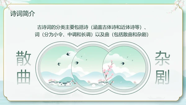 绿色中国风10首必背古诗词PPT