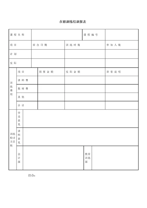 在职训练培训报表