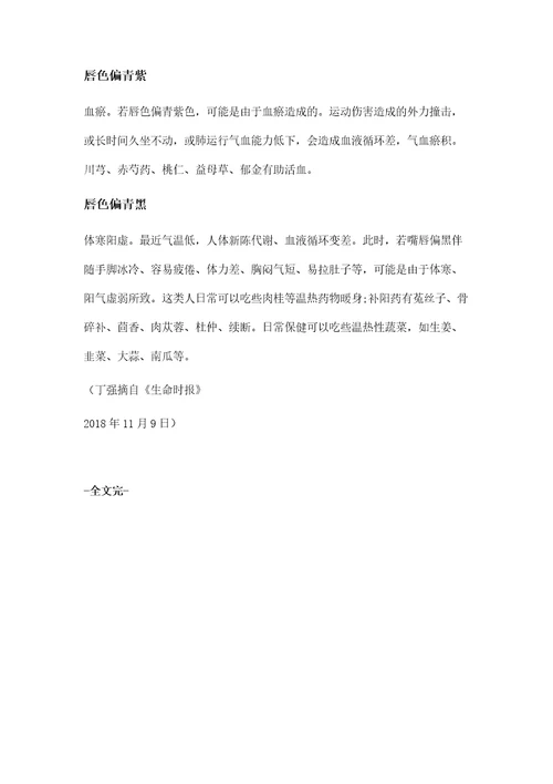 从唇部问题看健康