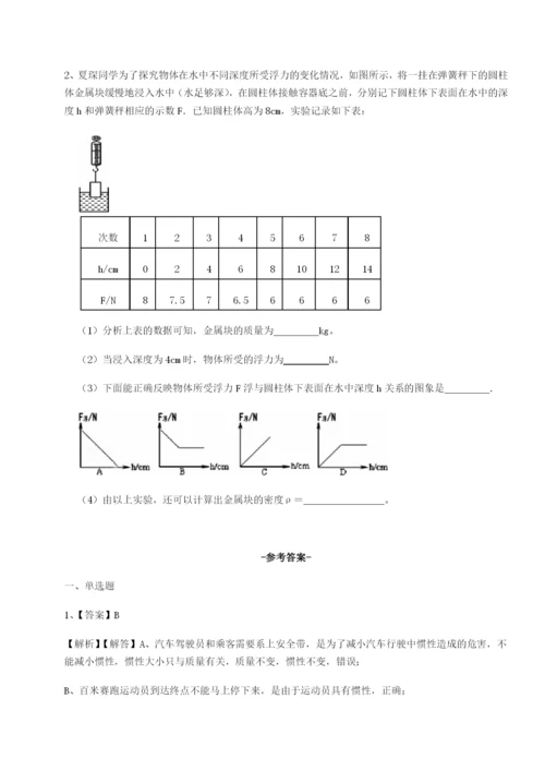 强化训练内蒙古赤峰二中物理八年级下册期末考试综合练习试题（详解版）.docx