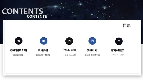 浩瀚星空科技风商业计划书通用PPT模板