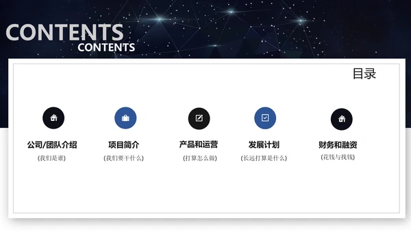 浩瀚星空科技风商业计划书通用PPT模板