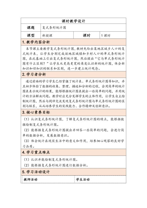 大单元教学【核心素养目标】8.2  复式条形统计图（表格式）教学设计 人教版四年级下册