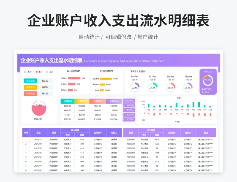 企业账户收入支出流水明细表