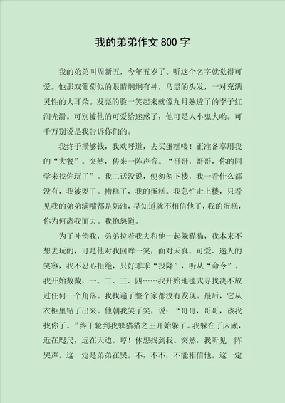 我的弟弟作文800字