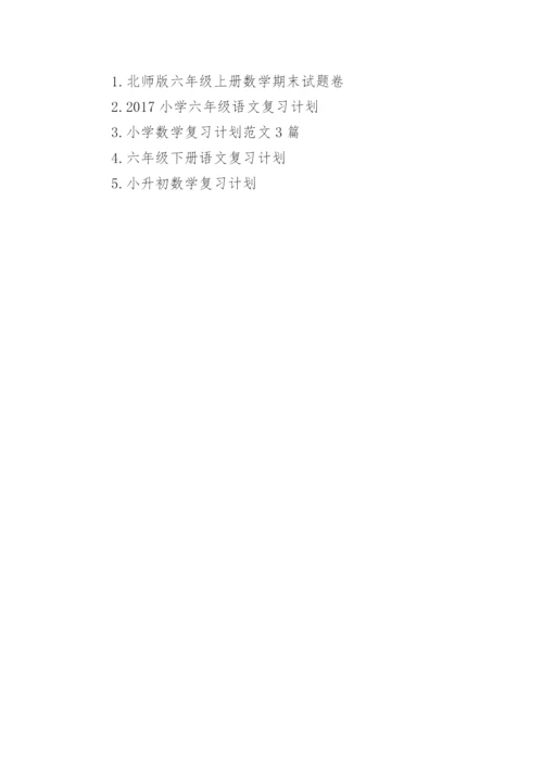 北师大版六年级下册数学复习计划.docx