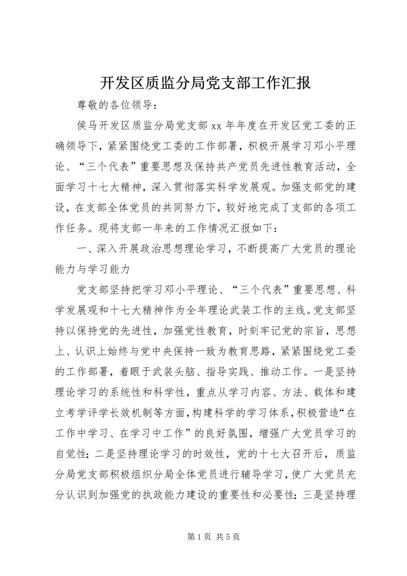 开发区质监分局党支部工作汇报.docx