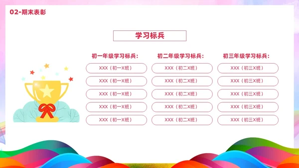 炫彩风彩色插画风寒假散学典礼PPT寒假安全