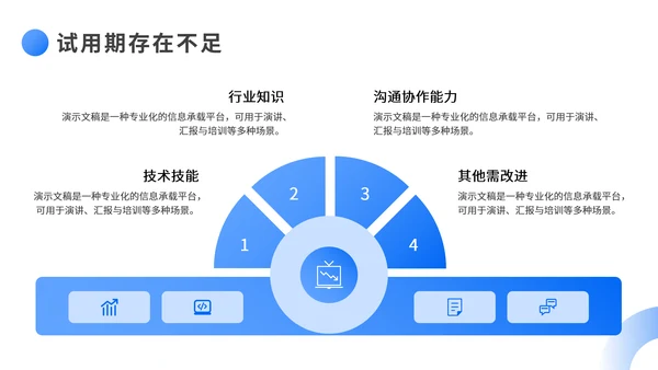 蓝色简约风转正述职报告PPT模板