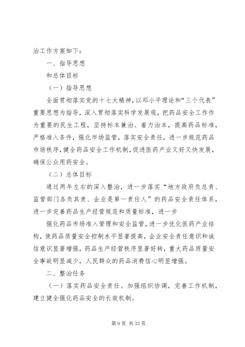 药品安全专项整治工作实施方案的意见.docx