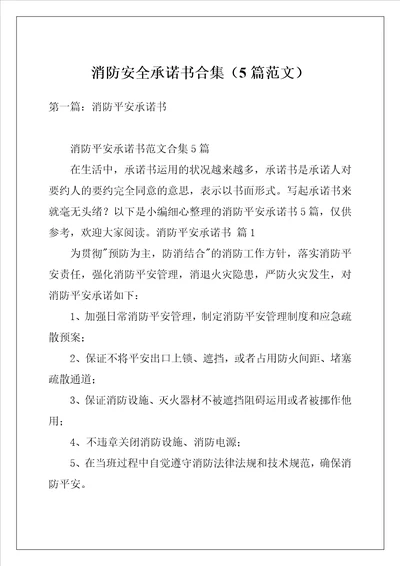 消防安全承诺书合集5篇范文