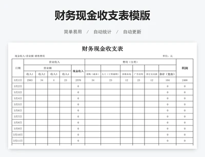财务现金收支表模版