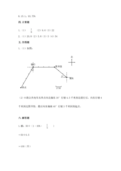 人教版小学六年级上册数学期末测试卷精编答案.docx