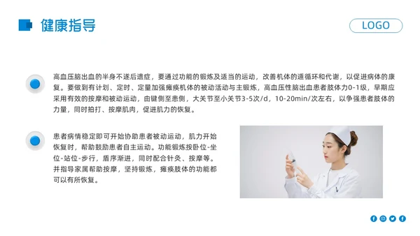 蓝色简约高血压脑出血护理查房PPT模板宣传PPT动态PPT