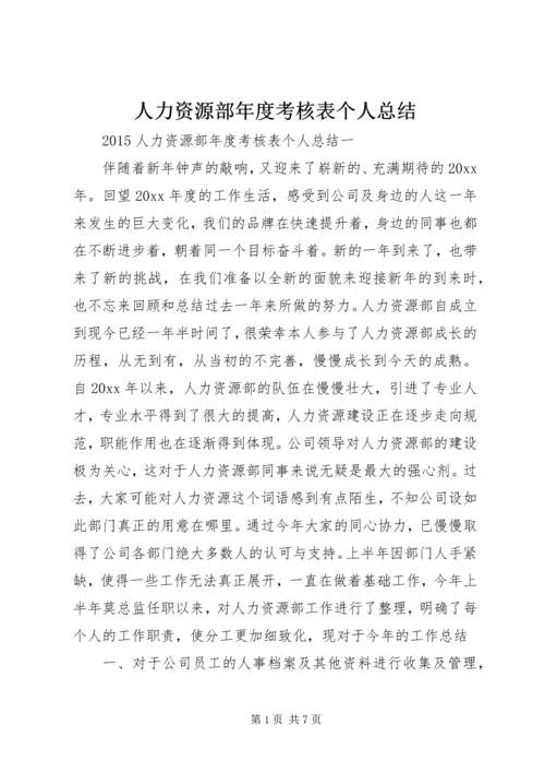 人力资源部年度考核表个人总结.docx