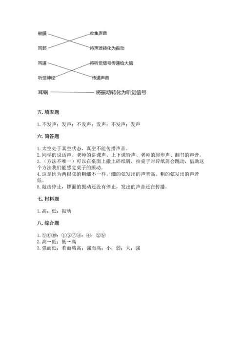 教科版科学四年级上册第一单元《声音》测试卷附参考答案【能力提升】.docx