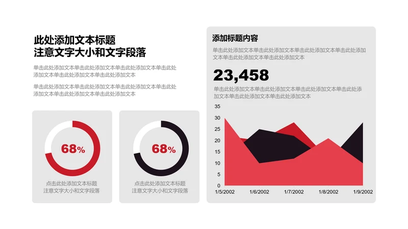 图表页-红色商务风3项环形图面积图图示