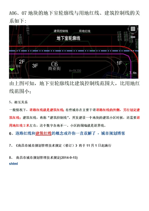 建筑红线、道路红线、建筑控制线、用地红线概念模板