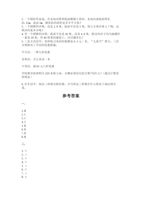 河南省平顶山市六年级下册数学期末考试试卷附答案（满分必刷）.docx