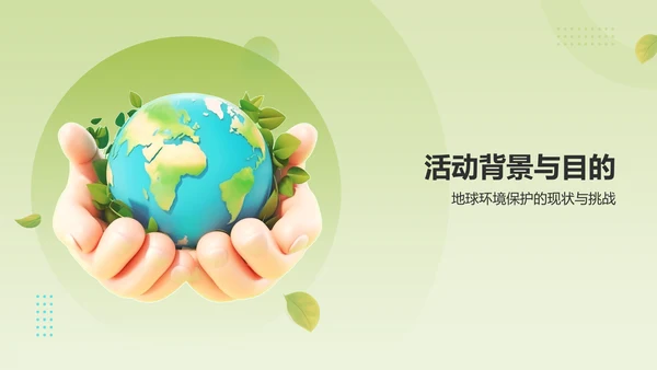 绿色3D风世界地球日PPT模板