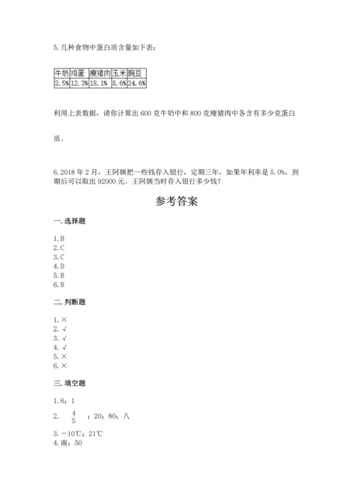 六年级下册数学《期末测试卷》精品（预热题）.docx