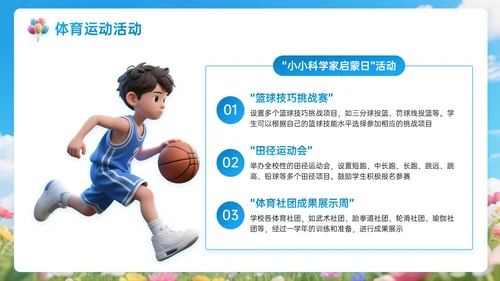 蓝色3D新学期新起点班会PPT模板