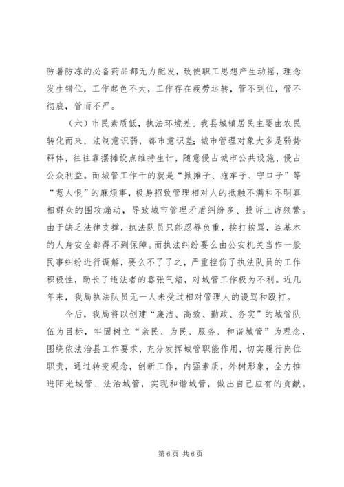 城管局行政执法工作情况报告.docx