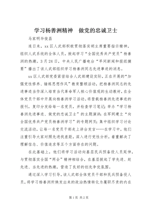 学习杨善洲精神　做党的忠诚卫士.docx