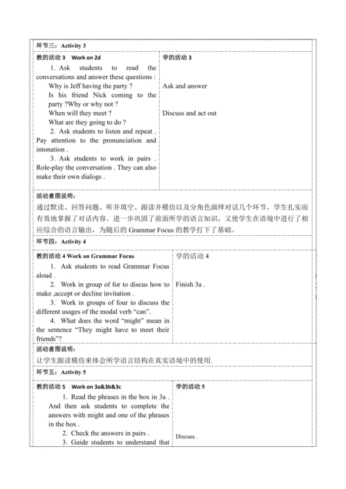 Section A 2d-3c 大单元教学+课时设计 人教版目标八年级上册Unit 9 Can yo