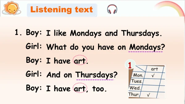 Unit 2 My week Part B & C Read and write & Story t