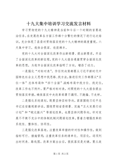 十九大集中培训学习交流发言材料.docx