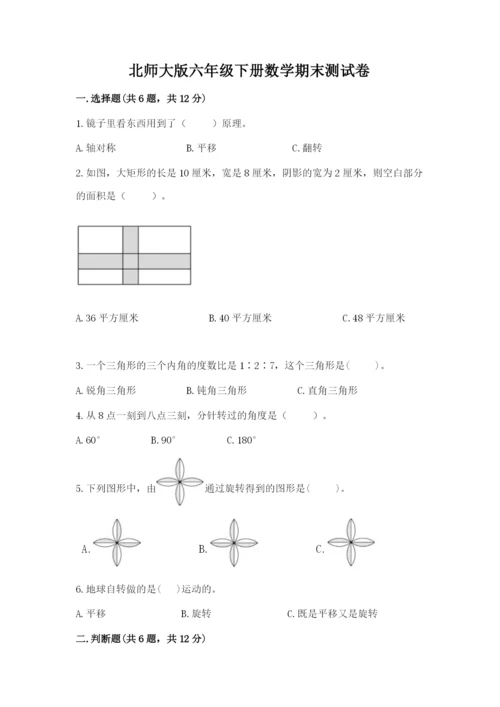 北师大版六年级下册数学期末测试卷含答案（实用）.docx