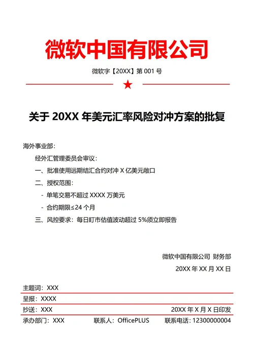 财务外汇套保方案(红头文件)
