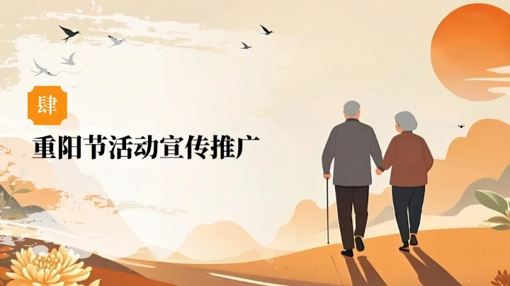 橙色复古风风重阳节敬老活动策划PPT模板