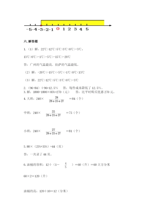六年级下册数学期末测试卷（预热题）.docx