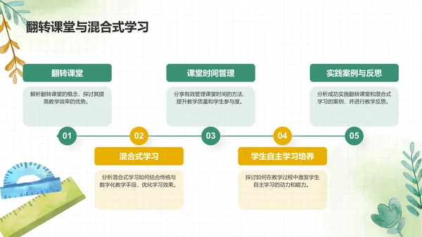 绿色手绘风教学方法与课堂管理PPT模板