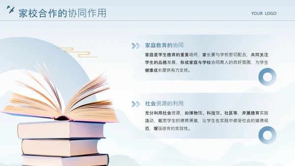 蓝色中国风德育教育与学科教学的融合路径研究PPT