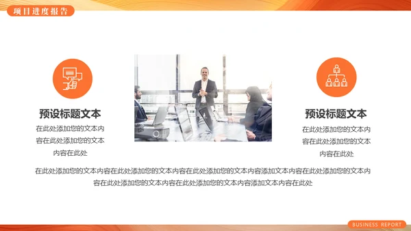 橙色流体风项目工作汇报通用PPT模板
